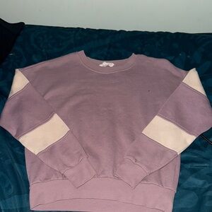Hippie Rose Purple and Cream Crew Neck Sweater with Soft Texture